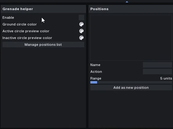 CS2 grenade helper settings and position list