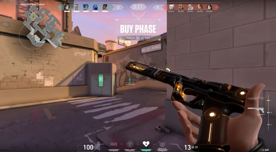 First-person VALORANT gameplay capture showing a Ghost