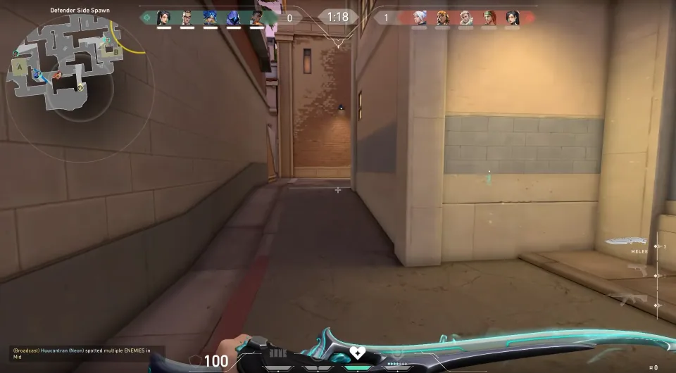 First-person VALORANT gameplay capture showing a melee weapon